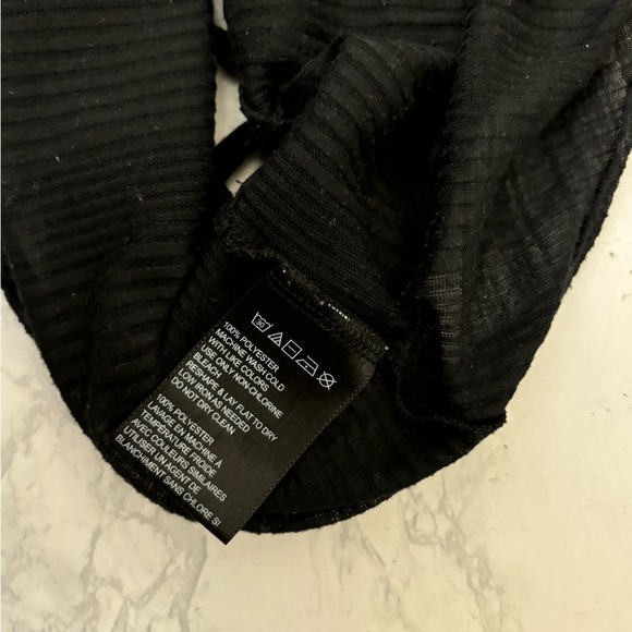 URBAN OUTFITTERS SMOCKED CROPPED Flirty TANK TOP Sz XS Semi Sheer Black - Picture 5 of 5